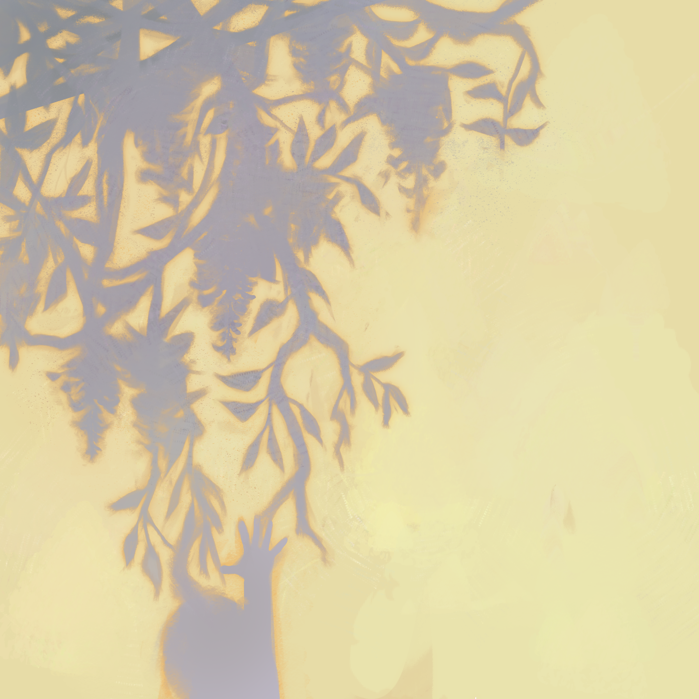 Painted wisteria shadowed on stucco, by Avyary.